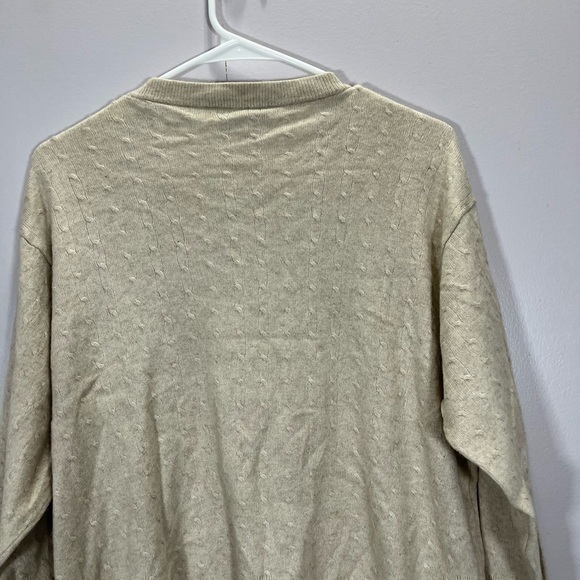 I Levrieri Men’s Beige Cashmere Silk Blend Cable Knit Crewneck Sweater - Picture 3 of 12